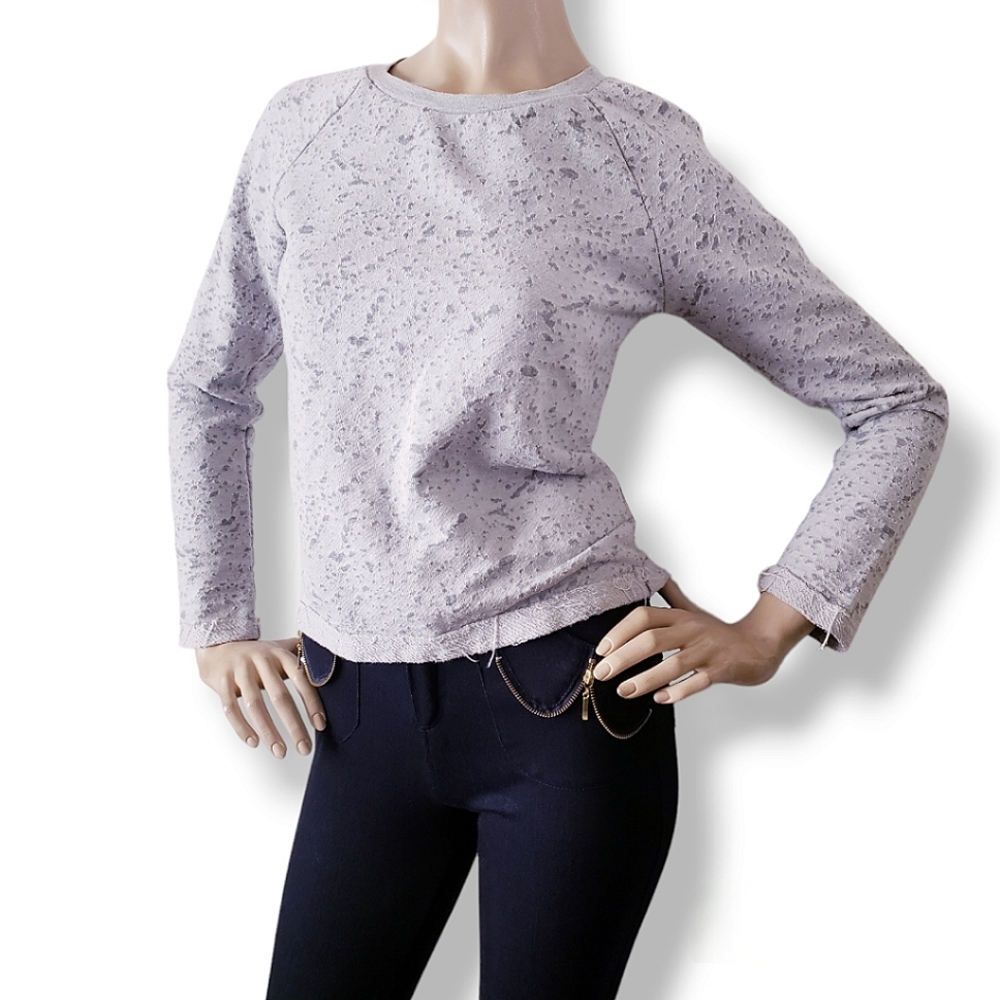 Just Female UK "Sila" Light Gray Burnout Cropped Sweater